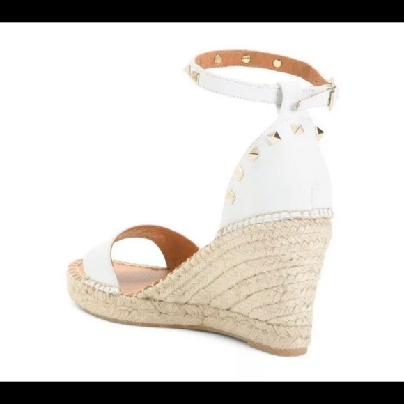 MAYPOL Studded Leather Wedge Espadrilles Size 9.5 Trendy Stylish Chic Minimalist - Picture 3 of 7